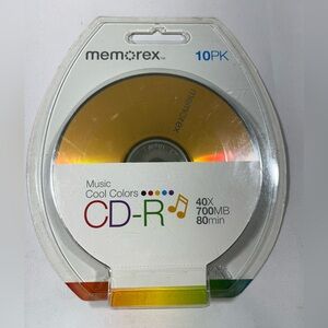 MEMOREX MUSIC COOL COLORS 10PK CD-R 40x700MB‎ 80MINS NEW IN PACK